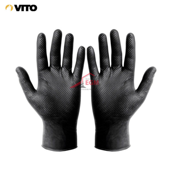 PQ GANT JETABLE NOIR EN NITRILE ULTRA-RESISTANT TAILLE M VITO