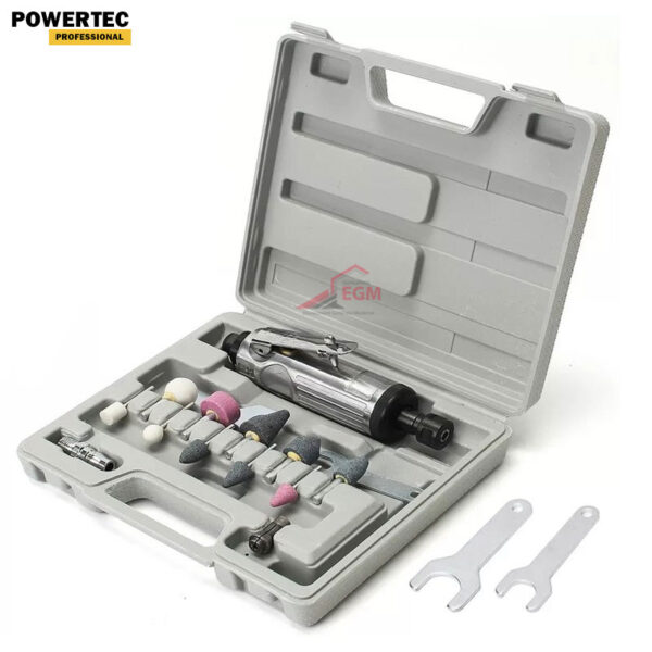 COFRET MEULE DROITE PNEUMATIQUE 1/4" 15PCS POWERTEC