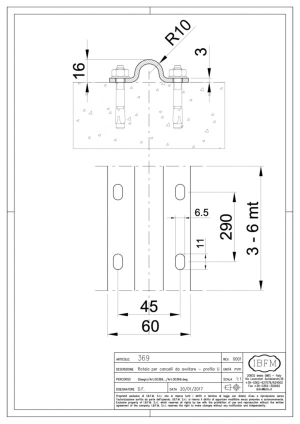 RAIL A VISSER POUR PORTAIL PROFIL ROND D 20MM L 3.0 METRE IBFM