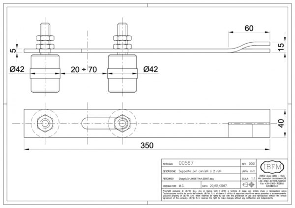 SUPPORT A 2 GUIDE POUR PORTAIL R 567 IBFM