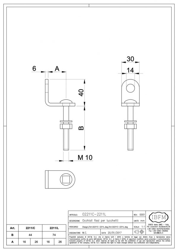 OEILLETS FIXES POUR CADENAS 16MM IBFM