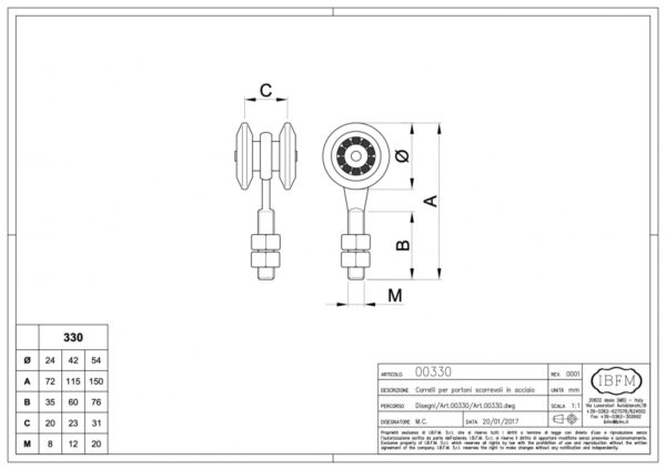 CHARIOT FIXE 2 ROUE ART.330 IBFM