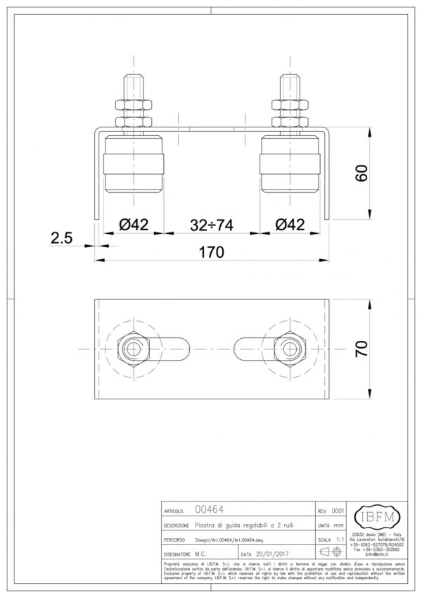 PLAQUE GUIDE 2 ROUL REGL R464 IBFM