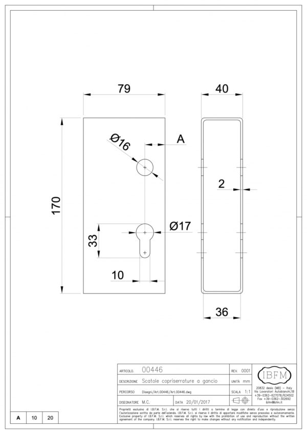 CAGE POUR SERRURE ENCASTRE BLOCUS 40 IBFM