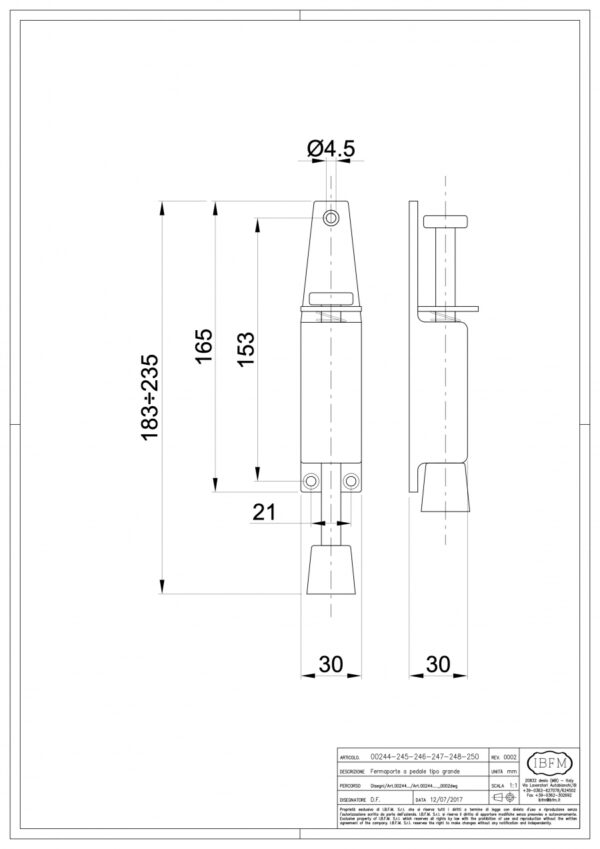 ARRET DE PORTE A PEDAL GM ARGENT ART.245 IBFM