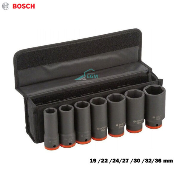 COFRE CLE DOUIL IMPACT SERIE LONG 90MM 7PCS 3/4" 19/22/24/27/30/32/36 BOSCH