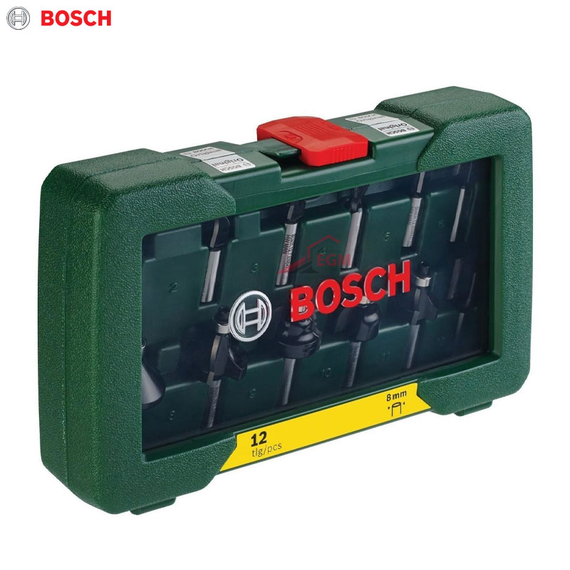 COFFRET DE 12 FRAISE DEFONCEUSE EN CARBURE A QUEUE 8.0MM BOSCH