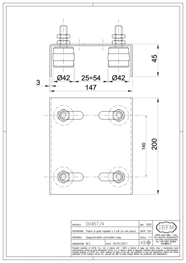 PLAQUE GUIDE 4 ROUL FIXE 467/4 IBFM