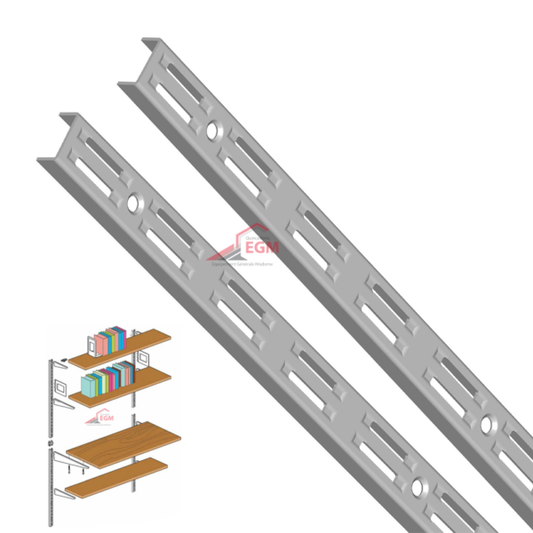 CREMAILLERE DOUBLE POUR FIXATION MURAL COULEUR ALUMINUM