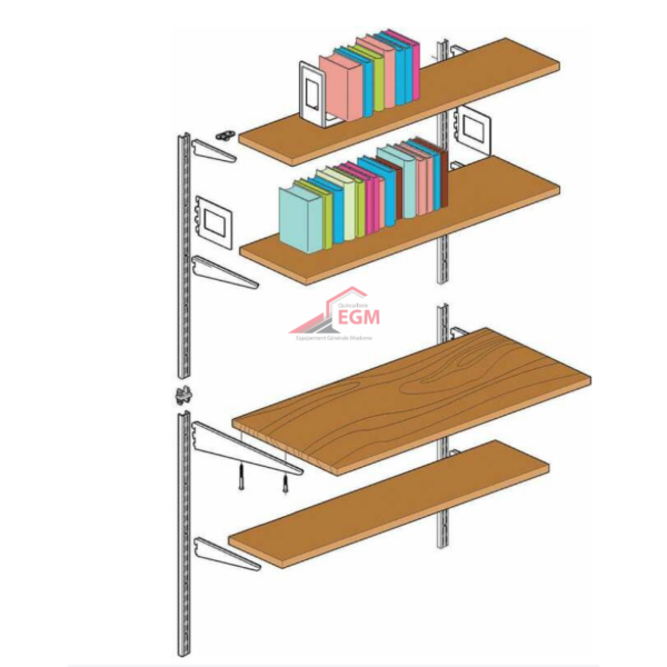 CREMAILLERE DOUBLE POUR FIXATION MURAL BLANC 950X20MM ELEMENT SYSTEM