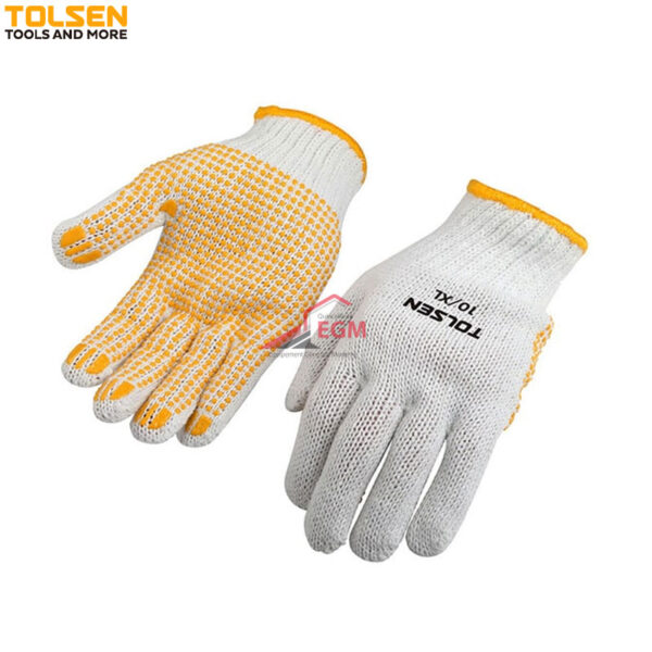 PAIRE GANT JARDINIER TRICOTE COTON+POLYST PIK JAUNE 45006 TOLSEN