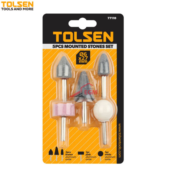 JX DE PIERRE A MEULE SUR TIGE 5PCS TOLSEN