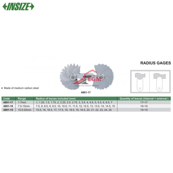 JAUGE DE RAYON 7.5-15 MM INSIZE