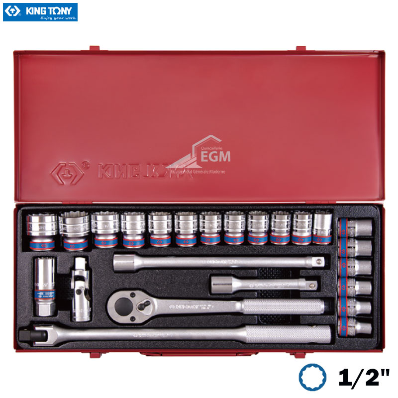 COFFRE CLE DOUILLE 1/2 24PCS 12PANT KING TONY COFFRE CLE DOUILLE 1/2 24PCS 12PANT KING TONY
