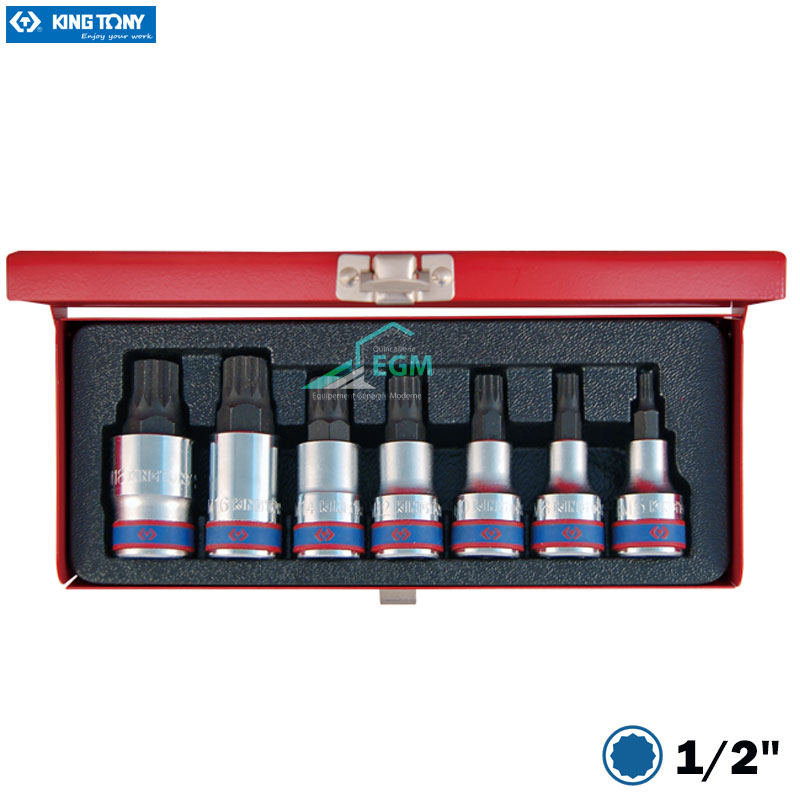 COFFRE CLE DOUILLE 1/2" MALE 12 PANTS 7PCS M6-M18 KING TONY COFFRE CLE DOUILLE 1/2" MALE 12 PANTS 7PCS M6-M18 KING TONY