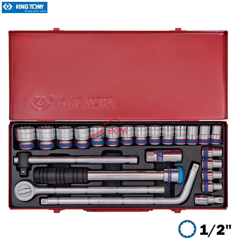 COFRE CLE DOUILLE 1/2 12PANS 24PCS KING TONY COFRE CLE DOUILLE 1/2 12PANS 24PCS KING TONY