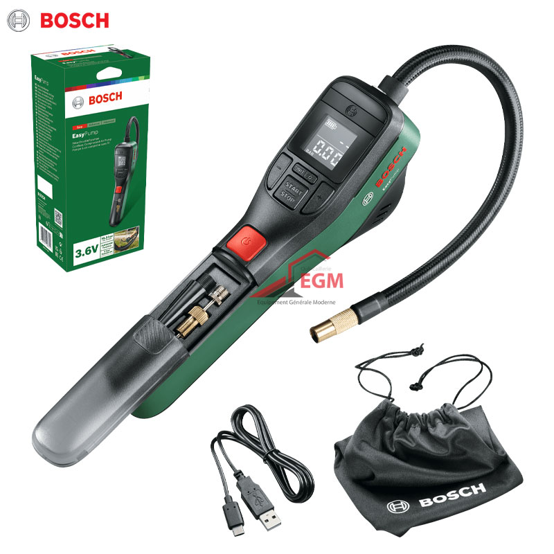 MANO DE GONFLAGE PNEUMATIQUE SANS FIL EASY PUMP 3.6V/3Ah 10.3 BAR BOSCH