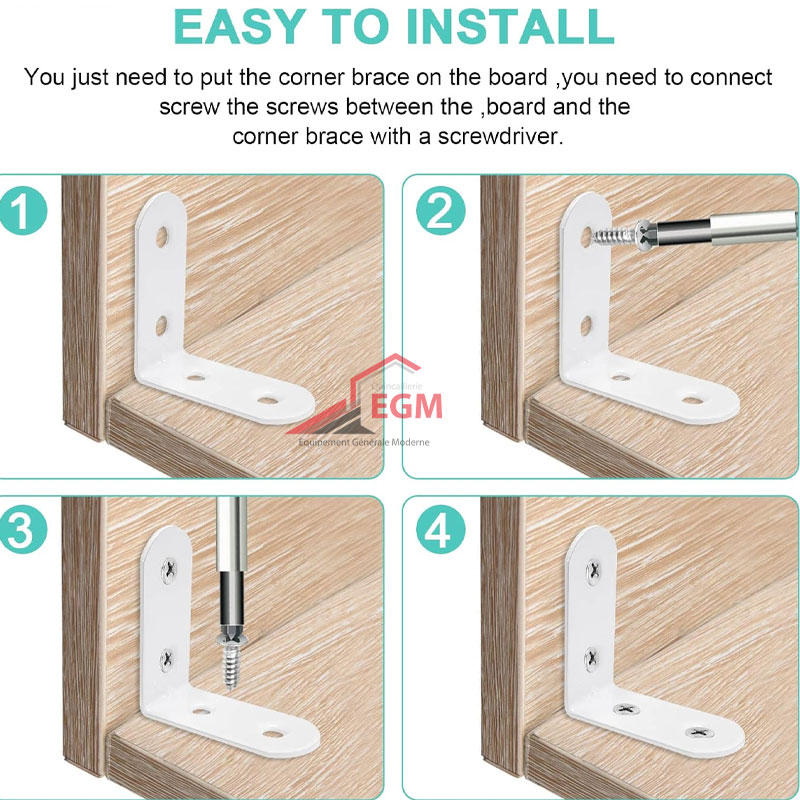 EQUERRE DE CHAISE EN TOLE EN ACIER BLANC 40X40 4PCS VYNEX EQUERRE DE CHAISE EN TOLE EN ACIER BLANC 40X40 4PCS VYNEX