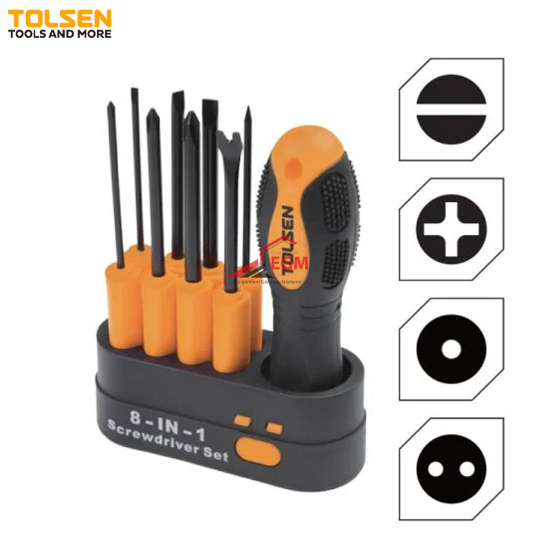 TOUNEVIS 8 EN 1 CR-V CHANGABLE FR/AM TOLSEN TOUNEVIS 8 EN 1 CR-V CHANGABLE FR/AM TOLSEN