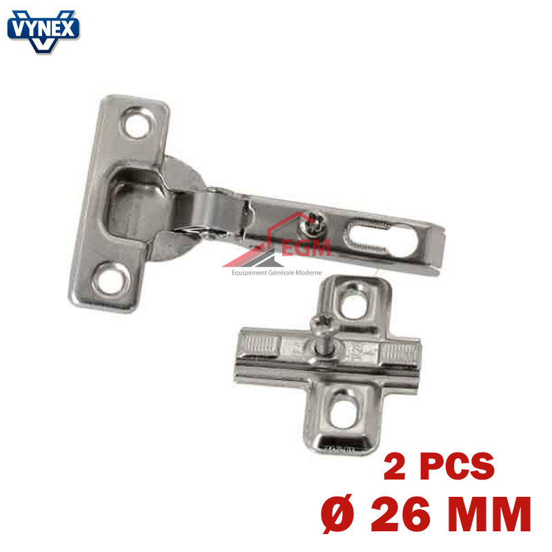 CHARNIERE INVISIBLE A RESSORT D26MM OUVRE 95° 2PCS VYNEX CHARNIERE INVISIBLE A RESSORT D26MM OUVRE 95° 2PCS VYNEX