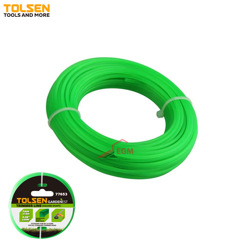 BOBINE FIL DE COUPE BORDURE FORME CARRE 2.0MM LONG 15 METRE TOLSEN BOBINE FIL DE COUPE BORDURE FORME CARRE 2.0MM LONG 15 METRE TOLSEN