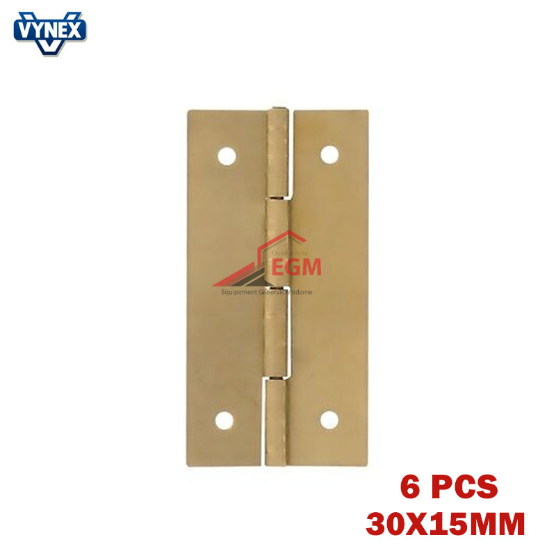 CHARNIERE DE GAINERIE EN LAITON 30X15MM 6PCS VYNEX CHARNIERE DE GAINERIE EN LAITON 30X15MM 6PCS VYNEX