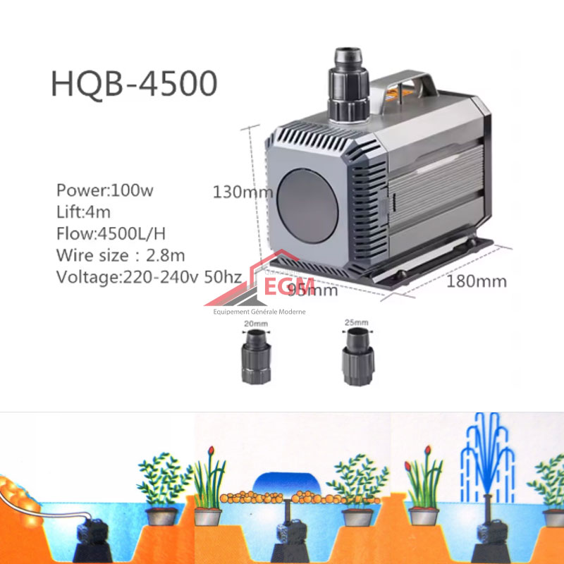 3 POMPE FONTAINE HQB-4503 100W 4.0 METRE 4500L/H