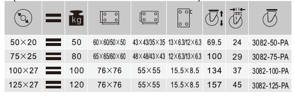 ROUE PIVO EN NYLON BLANC A SUPPORT INOX