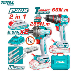 PACK VISSEUSE & BOULONNEUSE 20V 1 CHARGEUR & 2 BATTERIES TOTAL