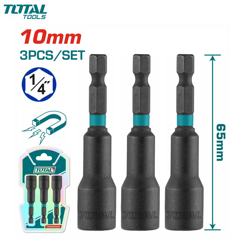 EMBOUT DOUILLE IMPACT MAGNÉTIQUE 1/4" 10 MM 3 PCS TOTAL EMBOUT DOUILLE IMPACT MAGNÉTIQUE 1/4" 10 MM 3 PCS TOTAL