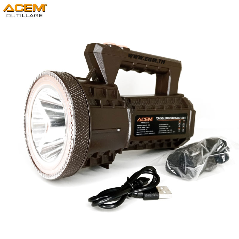TORCHE LED 15W RECHARGABLE+COB ETANCHE IP66 ACEM TORCHE LED 15W RECHARGABLE+COB ETANCHE IP66 ACEM