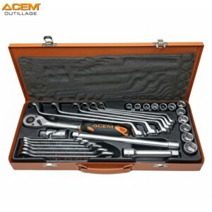 COFFRET CLE DOUIL 1/2" 29PCS CLE FOUR+POLY 29PCS ACEM