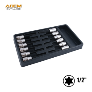 COFFRET CLE DOUIL MALE LONG 1/2″ HEX TORX RUBE 12 PCS ACEM EXTRA
