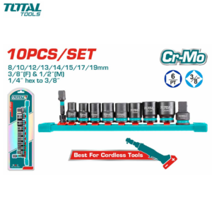 COFFRET CLE A DOUILLLE IMPACT CR-MO 3/8" 10PCS 8/10/12/13/14/15/17/19 + ADAP TOTAL