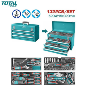 BTE A OUTIL A 3 TIROIRES 520X215X320MM COMPLET POUR MECANICIEN 132PCS TOTAL