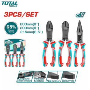 JEUX DE 3 PINCE GROS EFFORT COUPANTE & UNIVERSELLE & BEC 1/2 ROND CR-V TOTAL